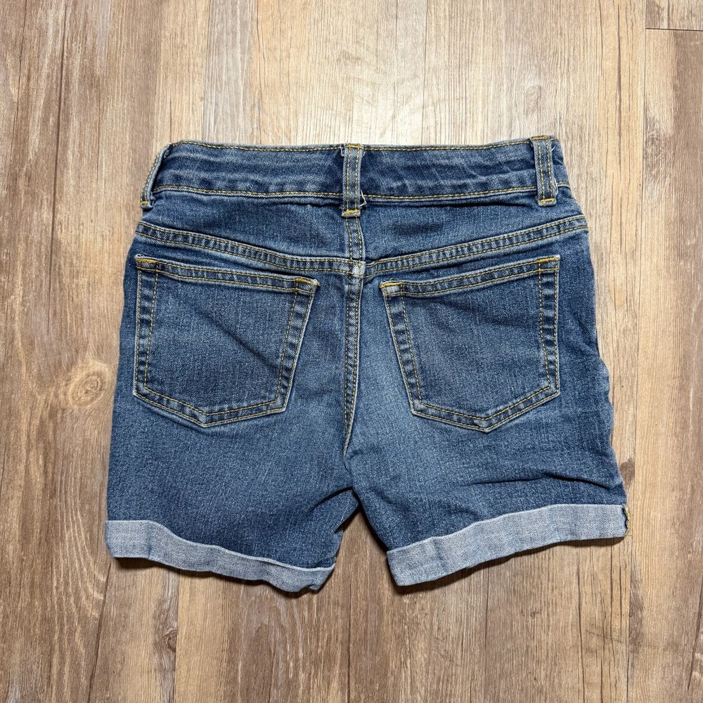 Crazy 8 Denim Shorts Girls 7 Blue Denim Pockets Medium Wash Summer Rolled Hem